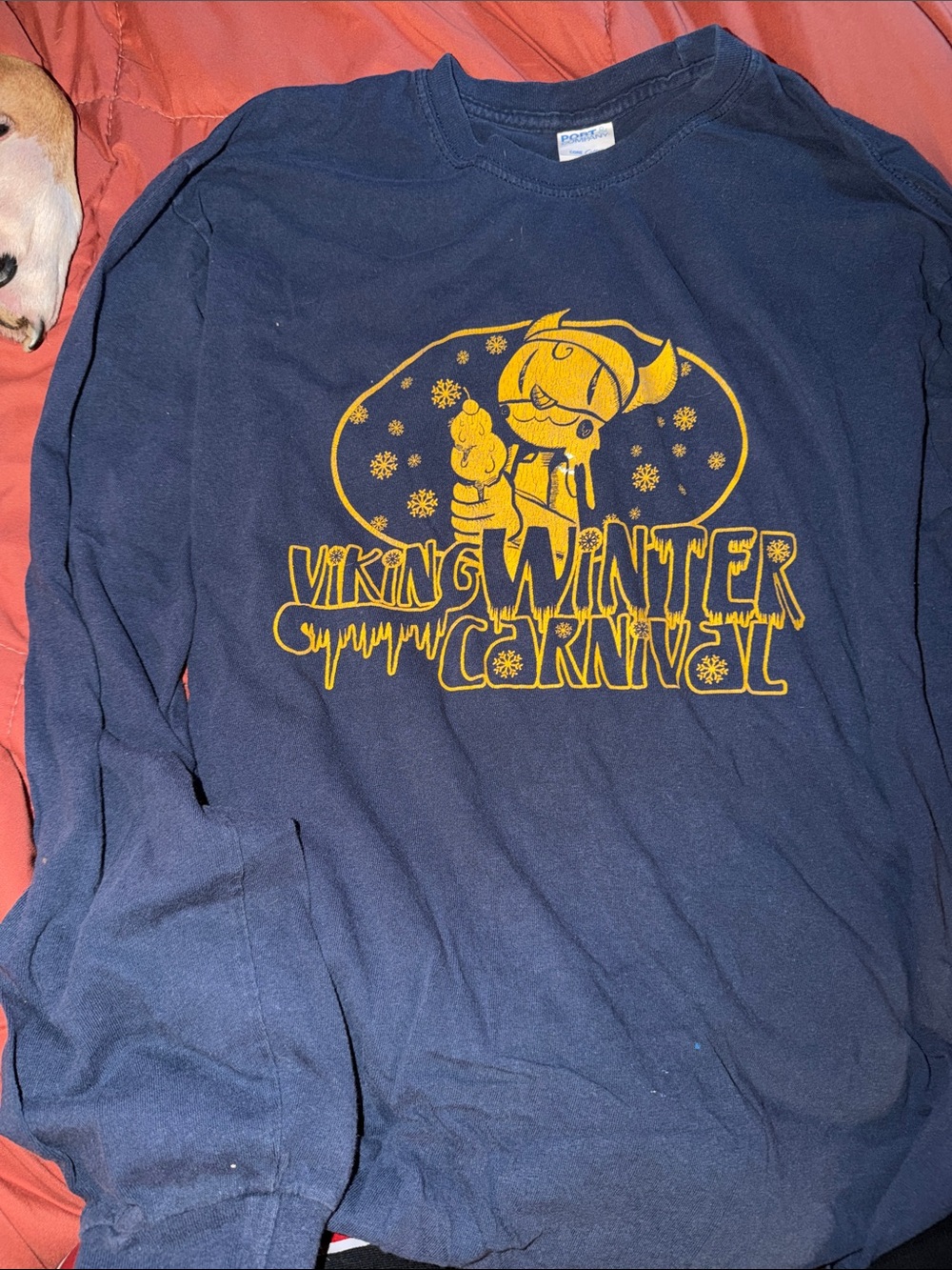 Navy Tee with Yellow Viking Winter Graphic